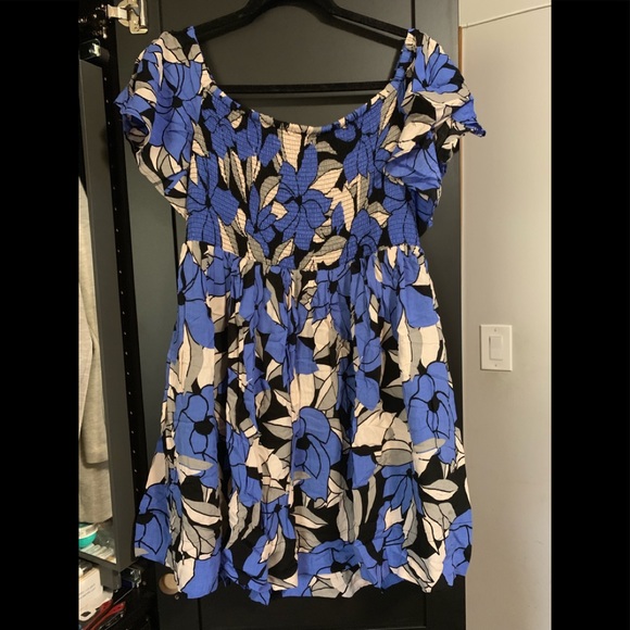 NWT Free People Louise Smocked Dress in Blue Combo - Picture 4 of 6